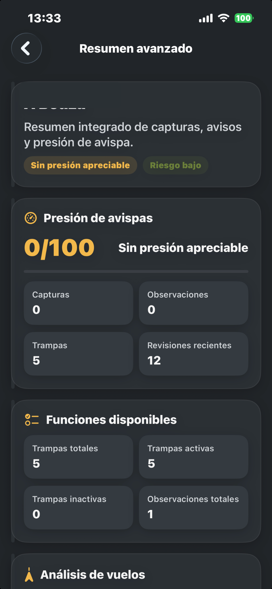Resumen real de seguimiento con datos identificativos ocultos